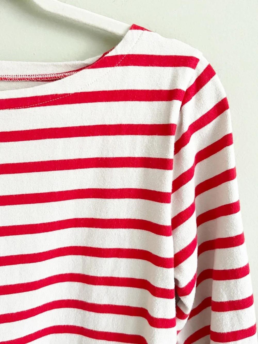 J Crew red/white striped boatneck top M